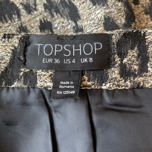 TopShop Animal Print Mini Skirt sz 4 - Picture 4 of 6